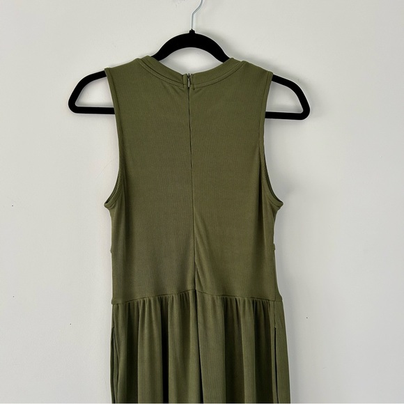 NWOT Cider Ribbed Solid Sleeveless Wide Leg Jumpsuit in Green - Picture 8 of 12